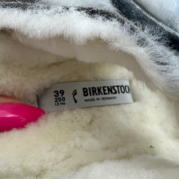 NWOB Birkenstock Arizona Shearling Sandals Gray Unisex Size W8 M6 - Picture 5 of 8